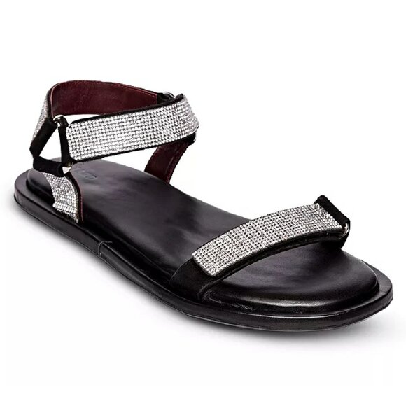 STAUD Women's Betty Rhinestone Embellished Black Sandals Size 38.5 (MSRP $395) - Picture 1 of 10